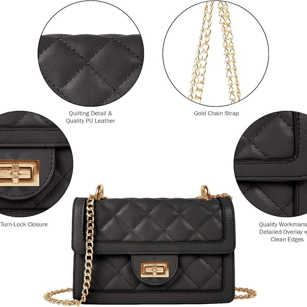 Small Quilted Crossbody Bag, Trendy Designer Mini Shoulder Bag, Phone Wallet Pur - Picture 5 of 6